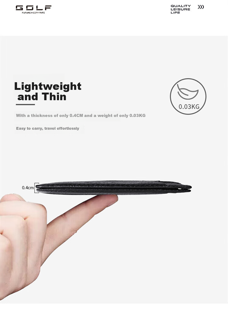 GOLF Card Holder, Men's Top-Grain Leather Driving License Holder, Multi-Card Slots for Women, Bank ID Card Holder, Ultra-Thin Card Sleeve 4