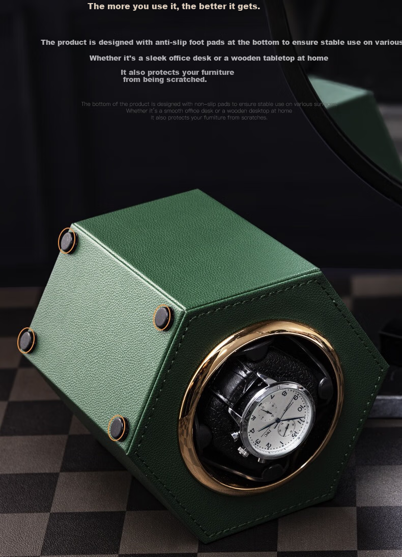 DUOJINJIANG Watch Winder Mechanical Watch Rotator Automatic Watch Care Shaker Imported Non-Magnetic Storage Box, Single Watch Compartment Black 9