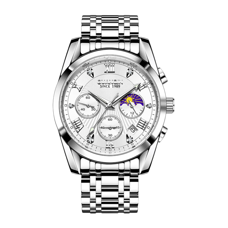 GUANQIN Men's Mechanical-Style Fashion Wristwatch, Swiss Quality Men's Watch, Waterproof Fully Automatic Multifunctional Brand National Watch