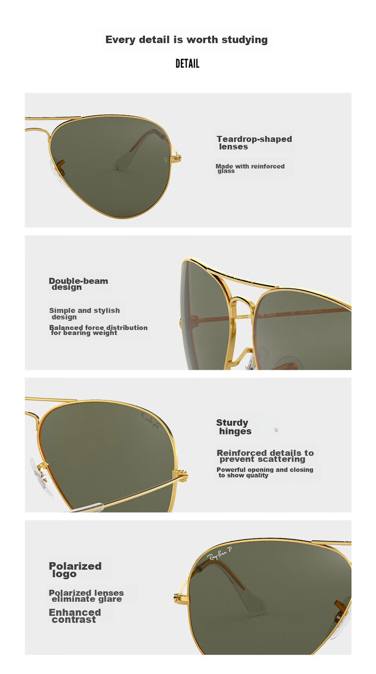 RayBan Aviator Sunglasses, Polarized Glasses for Men And Women, Gift-Giving Style, Official Authentic Product 0RB3025001/5862 6
