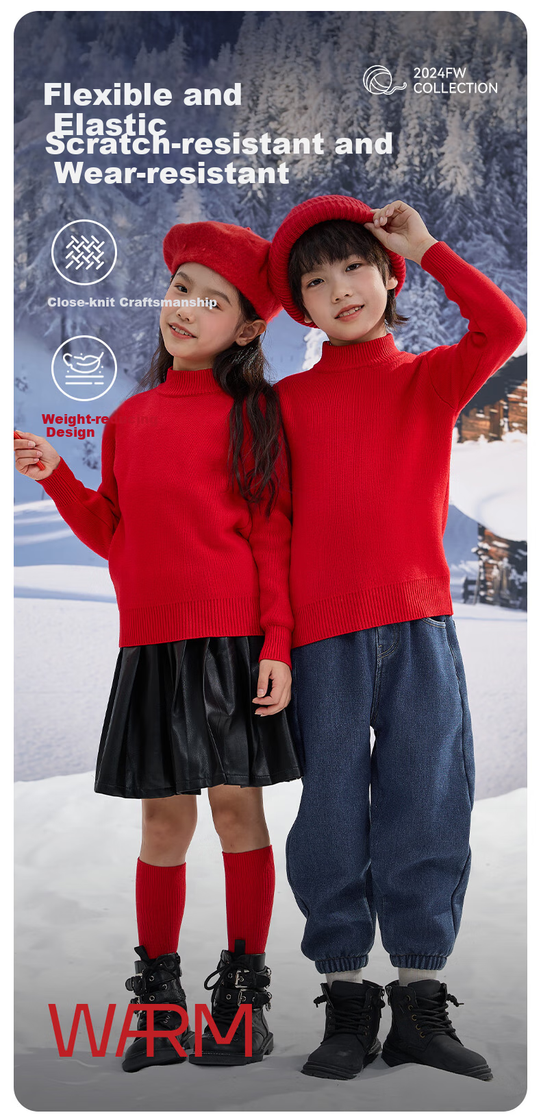 Jeanswest Children's Clothing, Kids' Sweater Autumn And Winter 2026 Horse Year Red Knitted Sweater, Big Kids' New Year Outfit, Girls' Zodiac Year Clothing 4