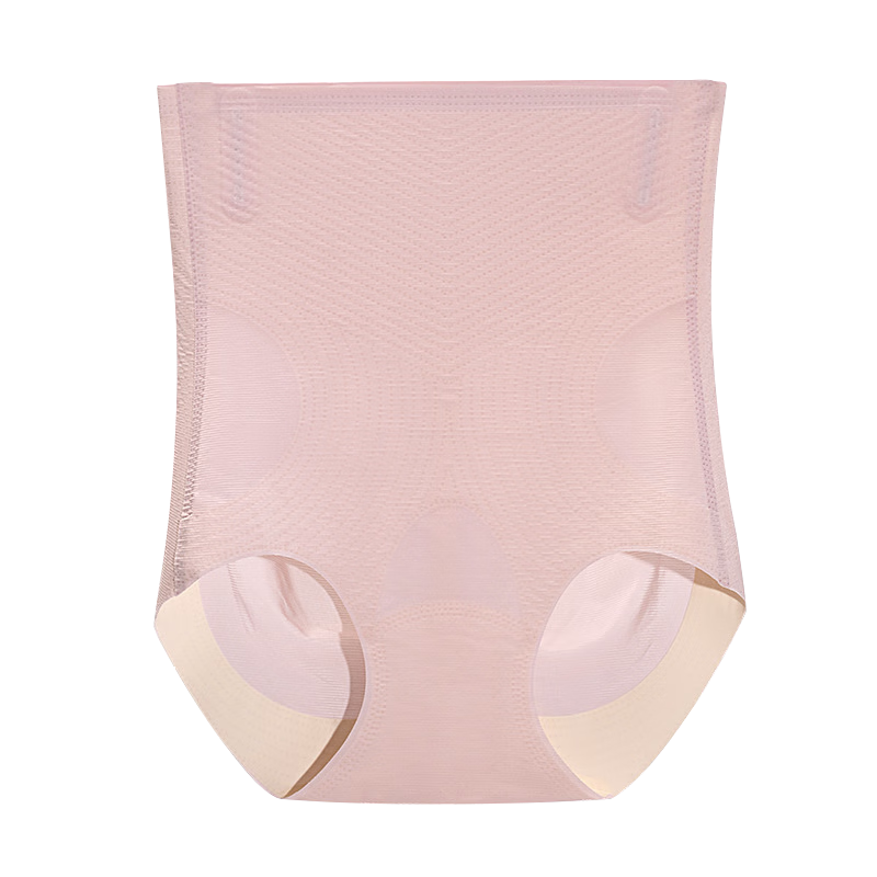 FENYE Postpartum Abdomen Shaping High Waist Hip Lift Compression Seamless Shorts Pink+Apricot XL