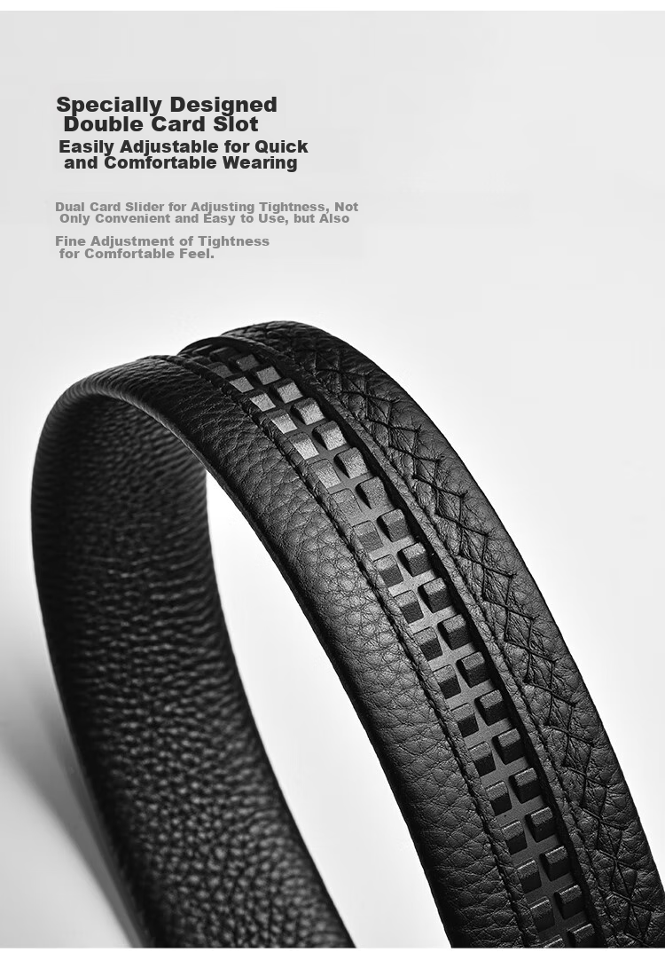 MONTAGUT Men's Leather Belt, Genuine Leather Waistband without Buckle, Automatic Buckle, Replacement Belt, Father's Day Gift 3