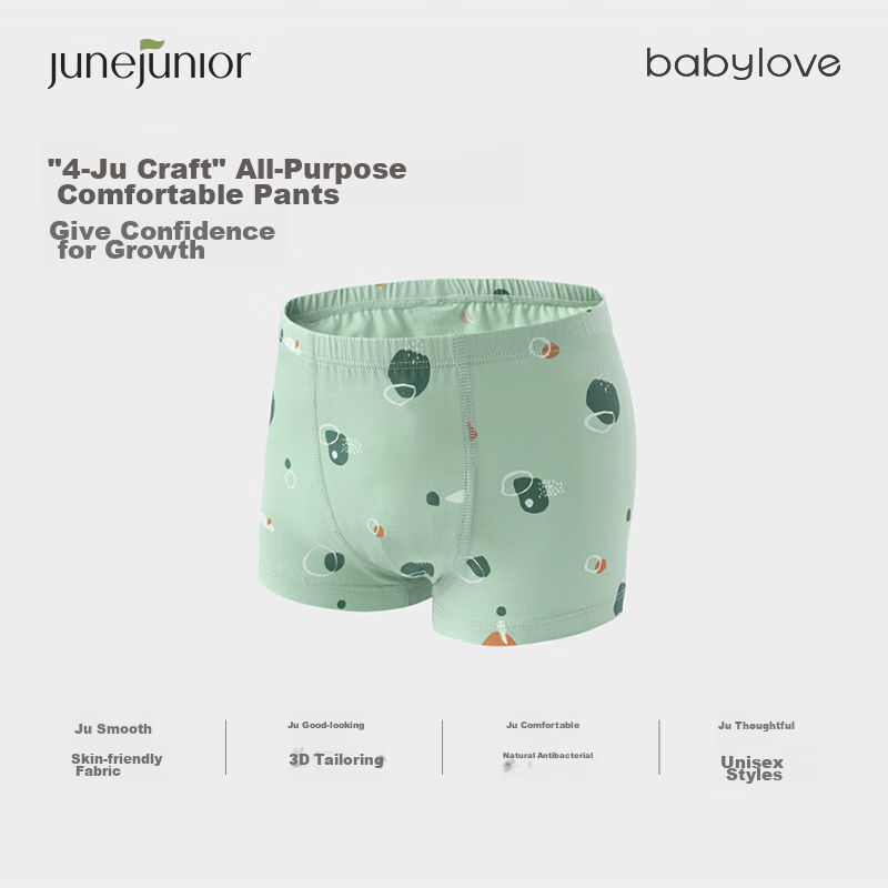 Junejunior [Under Babylove Brand], Children's Underwear for Boys And Girls Aged 3-12, 3D Cut Boxer Briefs, Spring And Summer, 3-Pack