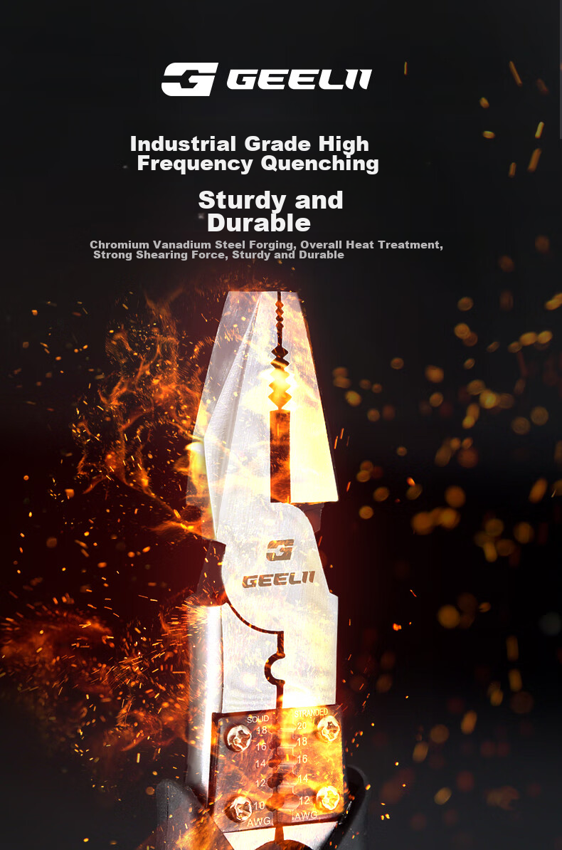 GeeLii 9-Inch Diagonal Cutting Pliers, Multi-Functional Pliers, Wire Stripping Pliers, Side-Cutting Pliers, Wire Cutting Pliers, Electrician's Scissors, Diagonal Pliers 65061 15