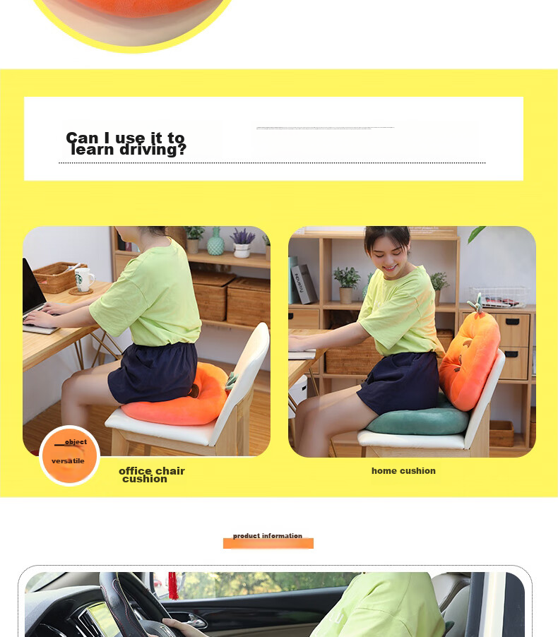 Buleishen Car Seat Cushion, Height-Increasing Pad, All-Season Ventilated Seat Cover, Lumbar Support, for Driving Practice, Car Exam, Anti-Slip Mat 7
