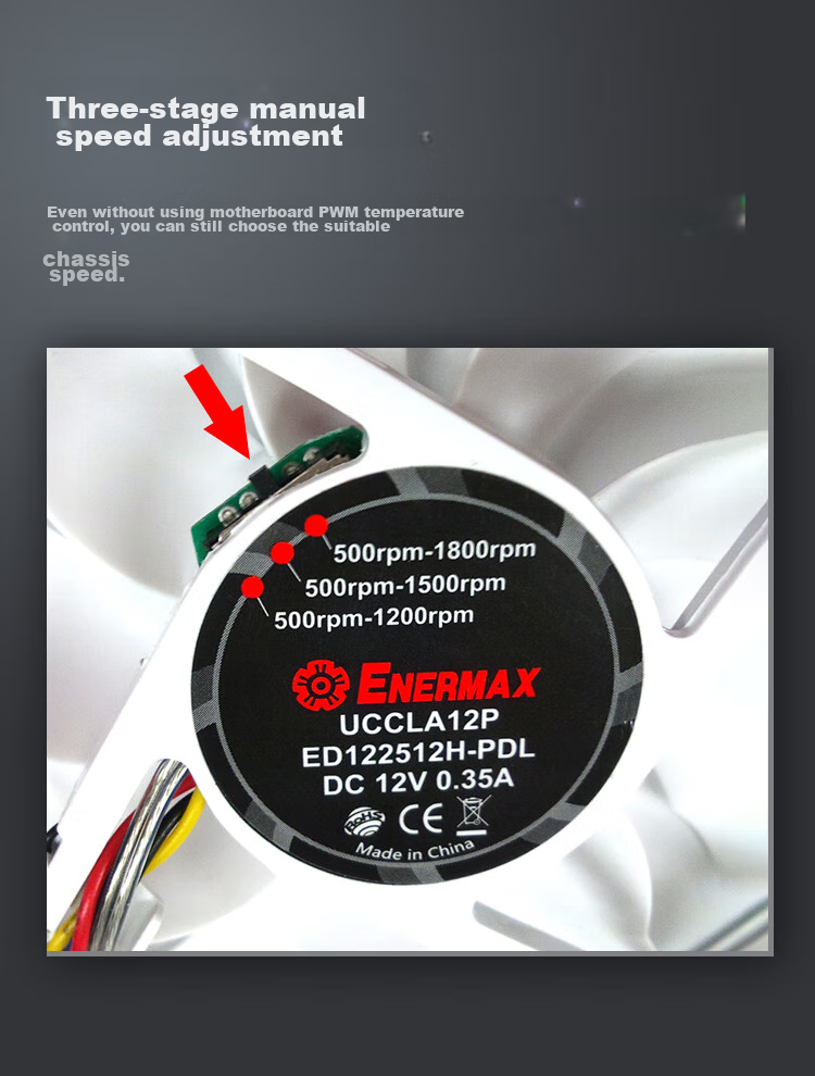 Enermax 12CM Case Fan, White Bat Advanced Version, Magnetic Air Spiral Bearing, 4PIN Intelligent Temperature Control, Three-Speed Manual Adjustment, LED 9