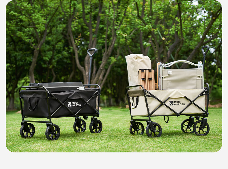 MOBIGARDEN Camp Cart Outdoor Camping Large Capacity Wide Wheel Dual Brake Folding Cart Interstellar NX24689019 Winter Bamboo Green 18