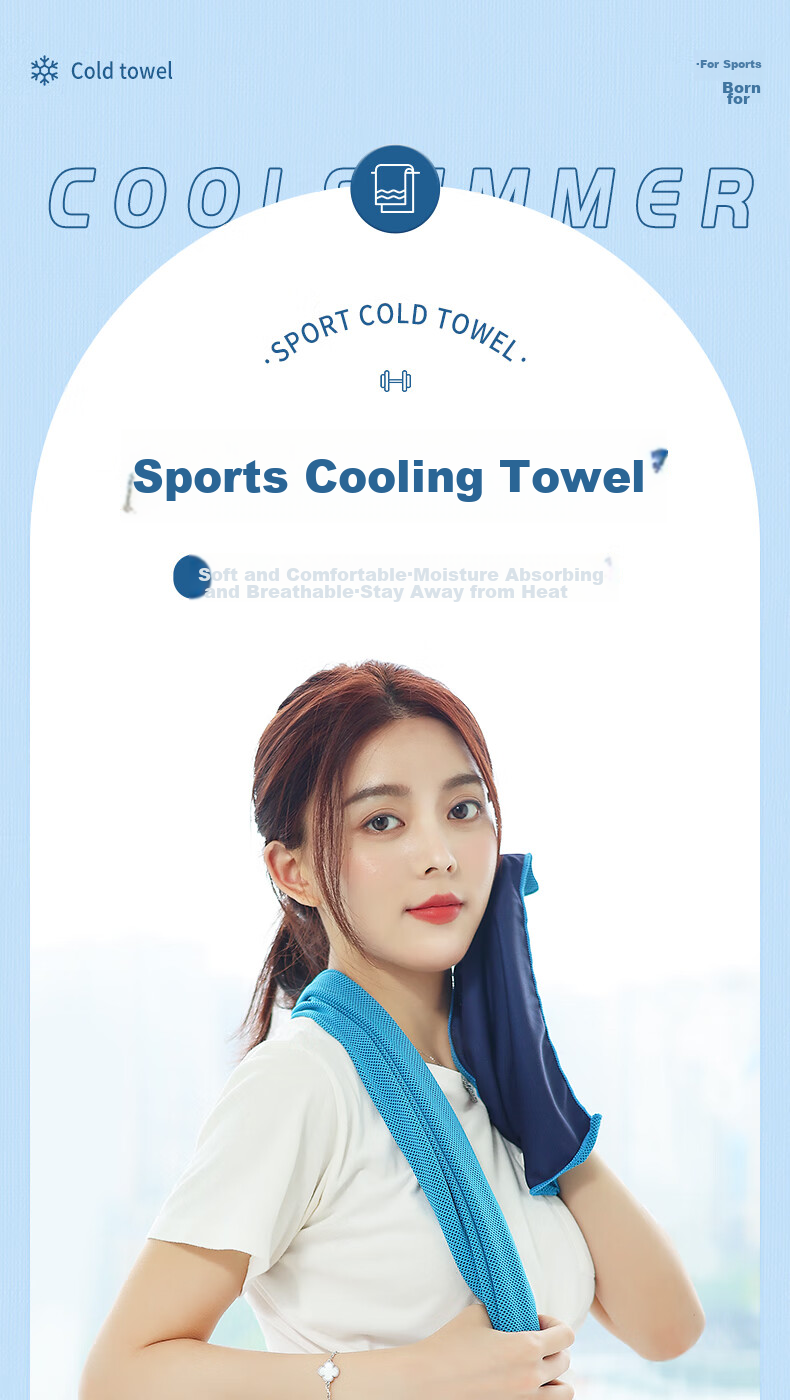 Grace Cooling Sports Towel, Running Fitness Quick-Dry Cool Towel, Ice-Cool Antibacterial Military Training Wristband Sweat-Absorbing Towel, Navy Blue 1