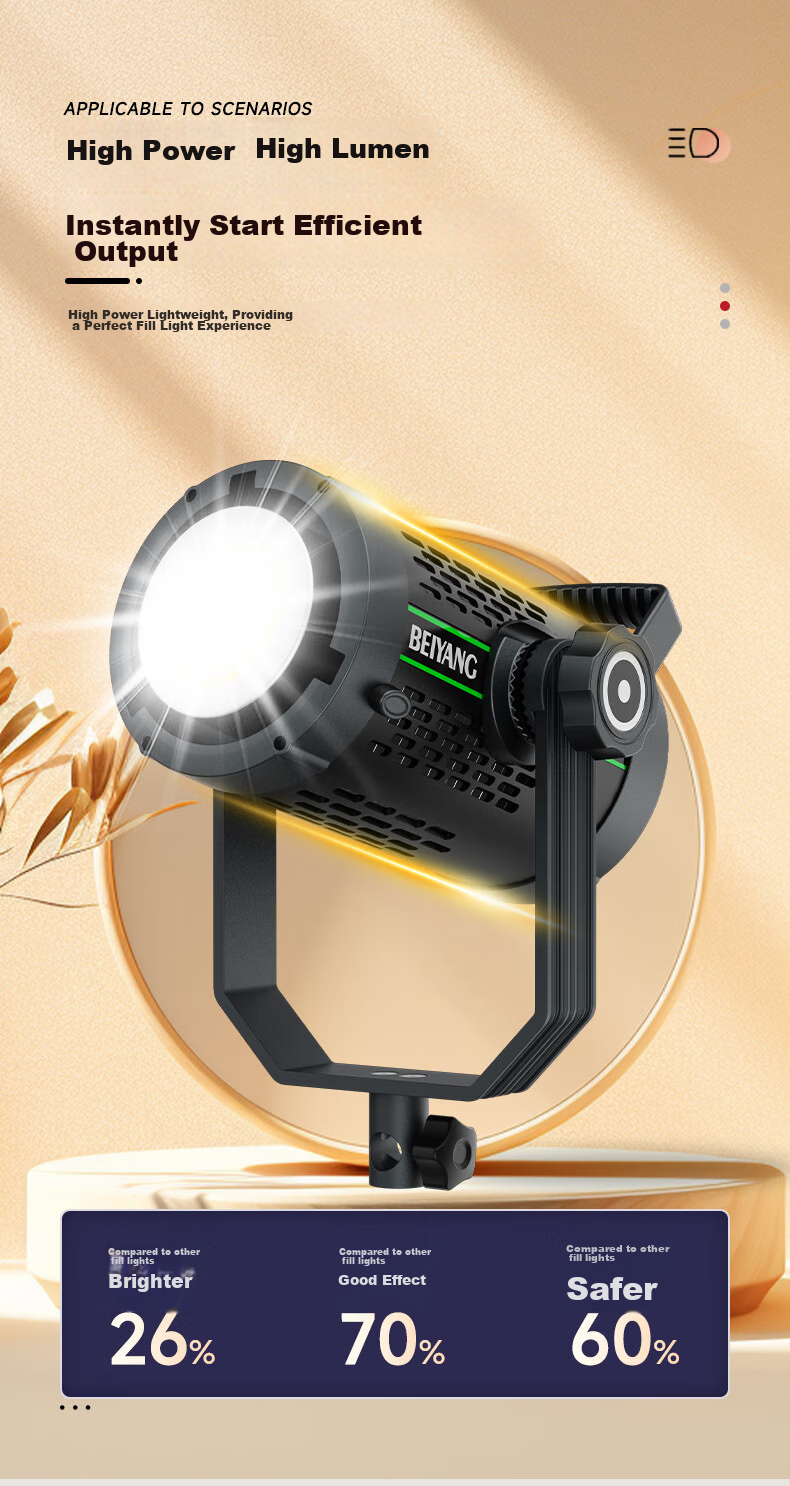Beiyang 500W Live Streaming Fill Light, Photography Spherical Light, Soft Light, Internet Celebrity Host Beauty Light, Studio Photography Light, Video Shooting Constant Light 500BI 10