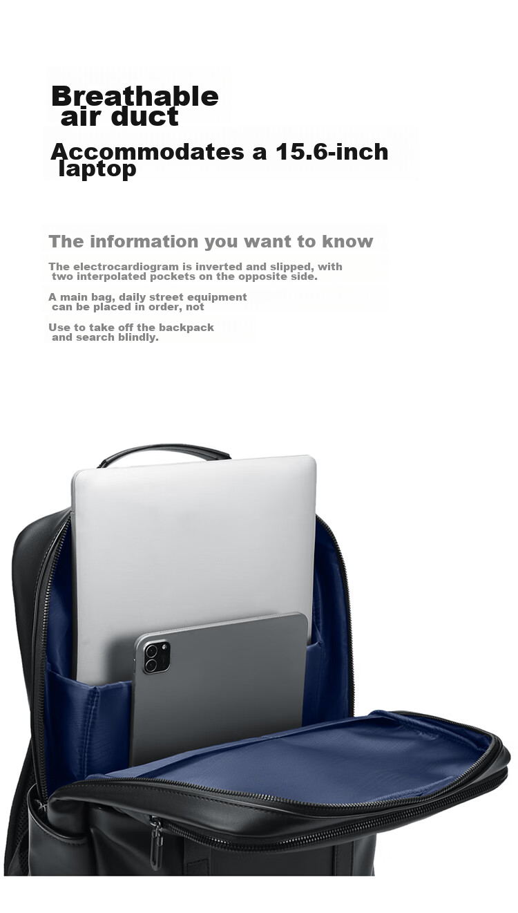 GOLF Backpack for Men, Soft Leather 15.6-Inch Laptop Bag, Large Capacity Commuter Business Travel Bag, Student Schoolbag for Wome 8