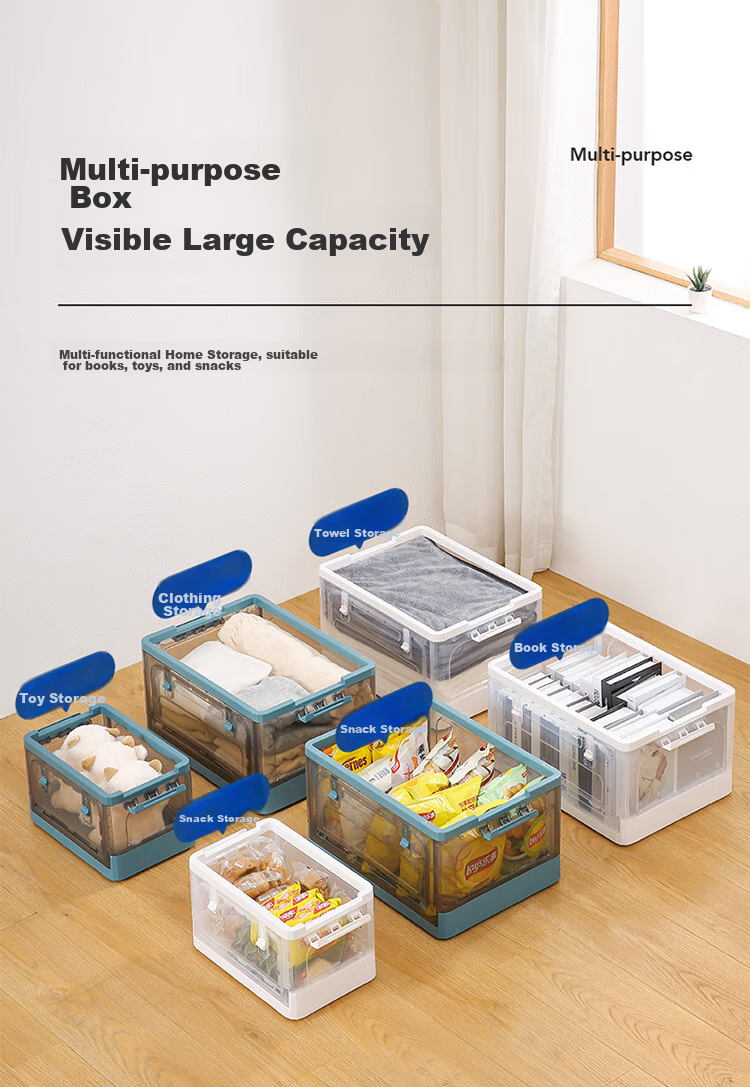 LYNN Bed Storage Box for Clothes, Quilts, Shoes, Toys, Flat Foldable Large 80L Organizer Box, 1 Piece, Student Use 3