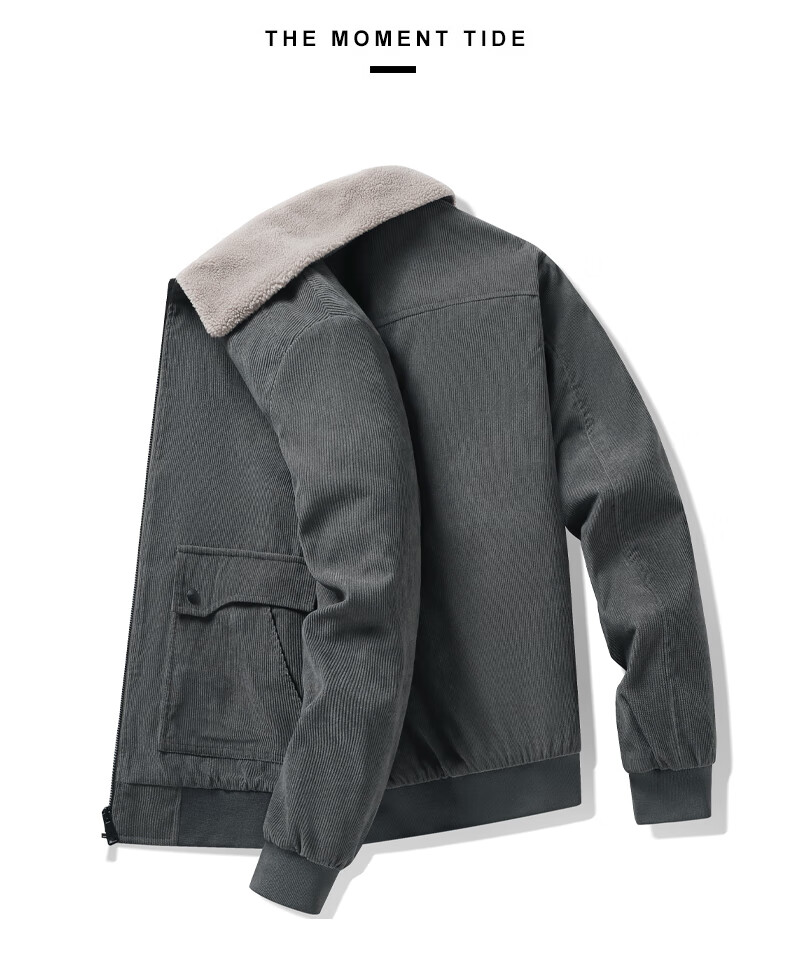 MiiOW Men's Jacket Autumn Winter Casual Windproof Retro Warm Lapel Versatile Black 2XL 14