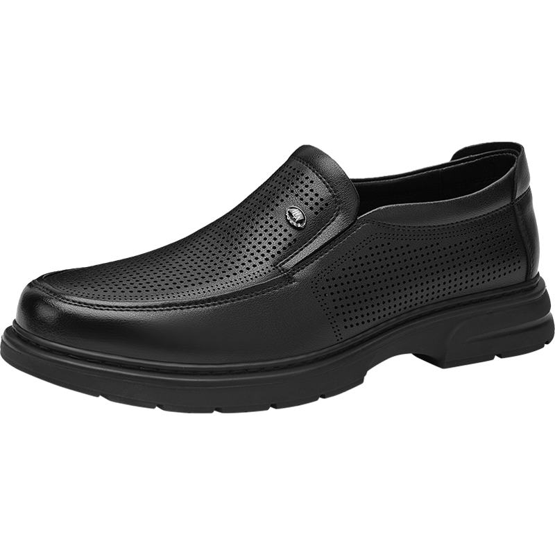 HLA Men's Leather Shoes, Business Casual Slip-On Shoes HAAPXM2FAL276, Perforated Style, Size 43