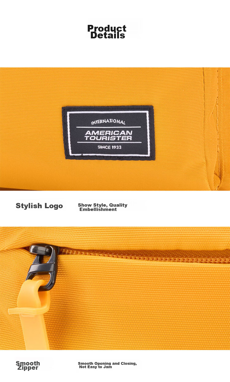 AMERICAN TOURISTER Backpack, Travel Bag, Student Schoolbag, Casual Backpack, Large Capacity Laptop Bag, Roll-Up Bag, 24G Yellow 16