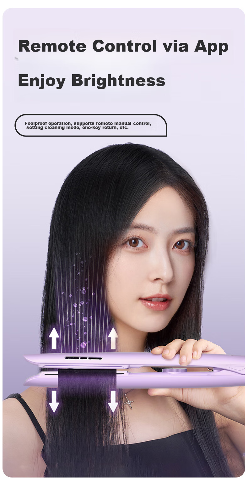 Lena Flat Iron Negative Ion Hair Straightener Curling Iron, Gentle on Hair, Dual-Use for Straightening And Curling, Electric Hair Straightener for Women, Bangs Clipper, Hair Straightener, National Day Outing LN-H2 Purple Portable 8