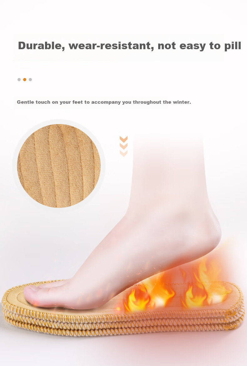 FOOTOPPO Wool Felt Insoles for Men, Winter Wool Warm Shoe Inserts, Sweat-Absorbing Breathable Insoles for Men And Women, Furry Shoe Inserts for Winter 8