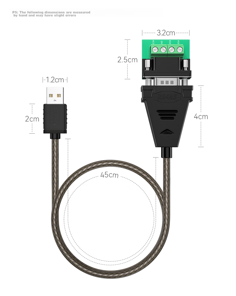 DTECH USB to RS485 Serial Cable, 9-Pin Adapter for COM Port, Debugging Cable for Laptops to Connect Attendance Machines, Barcode Scanners, And Tax Control Devices, 0.5 Meter IOT5072 17