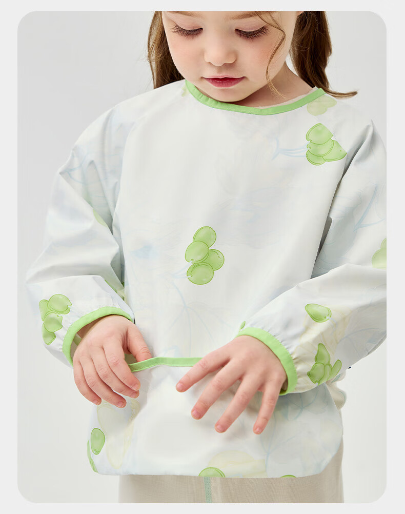 Babycare Baby Feeding Bib Toddler Smock Infant Anti-Dirt Apron with Back Cover Food-Grade Round Note Pattern Size 90 7