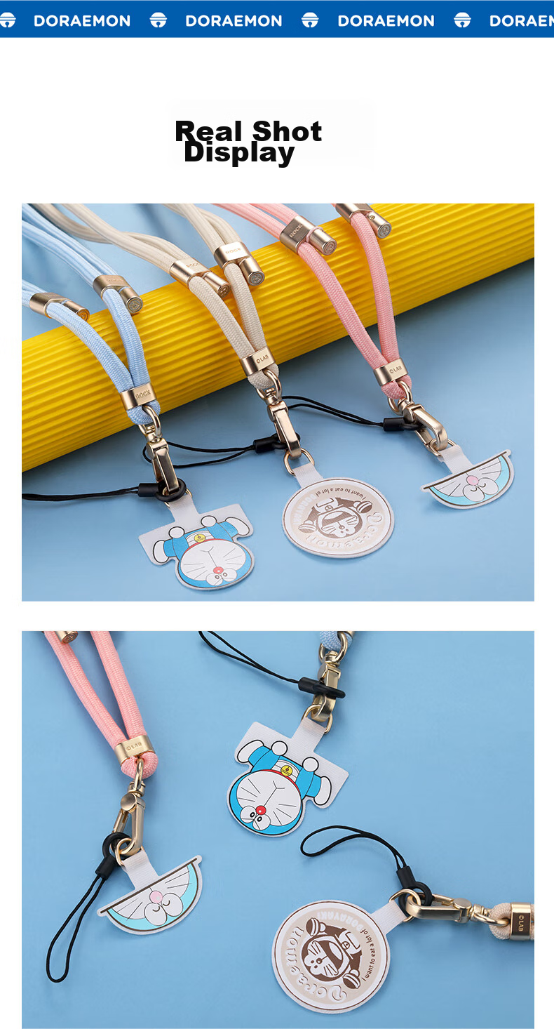 ROCK Doraemon Phone Lanyard, Neck Strap, Crossbody Phone Chain, Wrist Weave, Anti-Theft, Anti-Loss Device, Shockproof, Portable, Durable, High-End Feel, Cute Cartoon Design for Men And Women, Tongluoshao 12