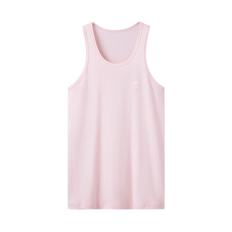 THREEGUN Children's Comfortable Ribbed Tank Top for Boys And Girls, Big Kids Round Neck Vest, Light Pink, Size 160