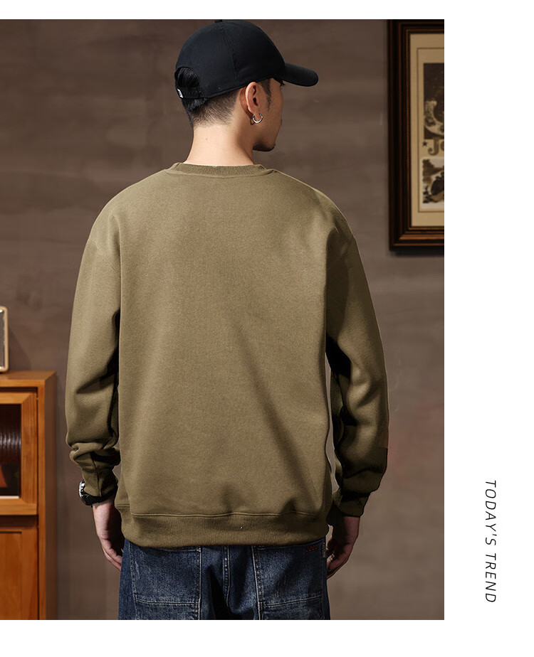 JEEP Men's Sweatshirt, New Spring And Autumn 2026 Style, Trendy Round Neck, Loose Long-Sleeve Casual Sportswear Top for Men, Fashionable 25