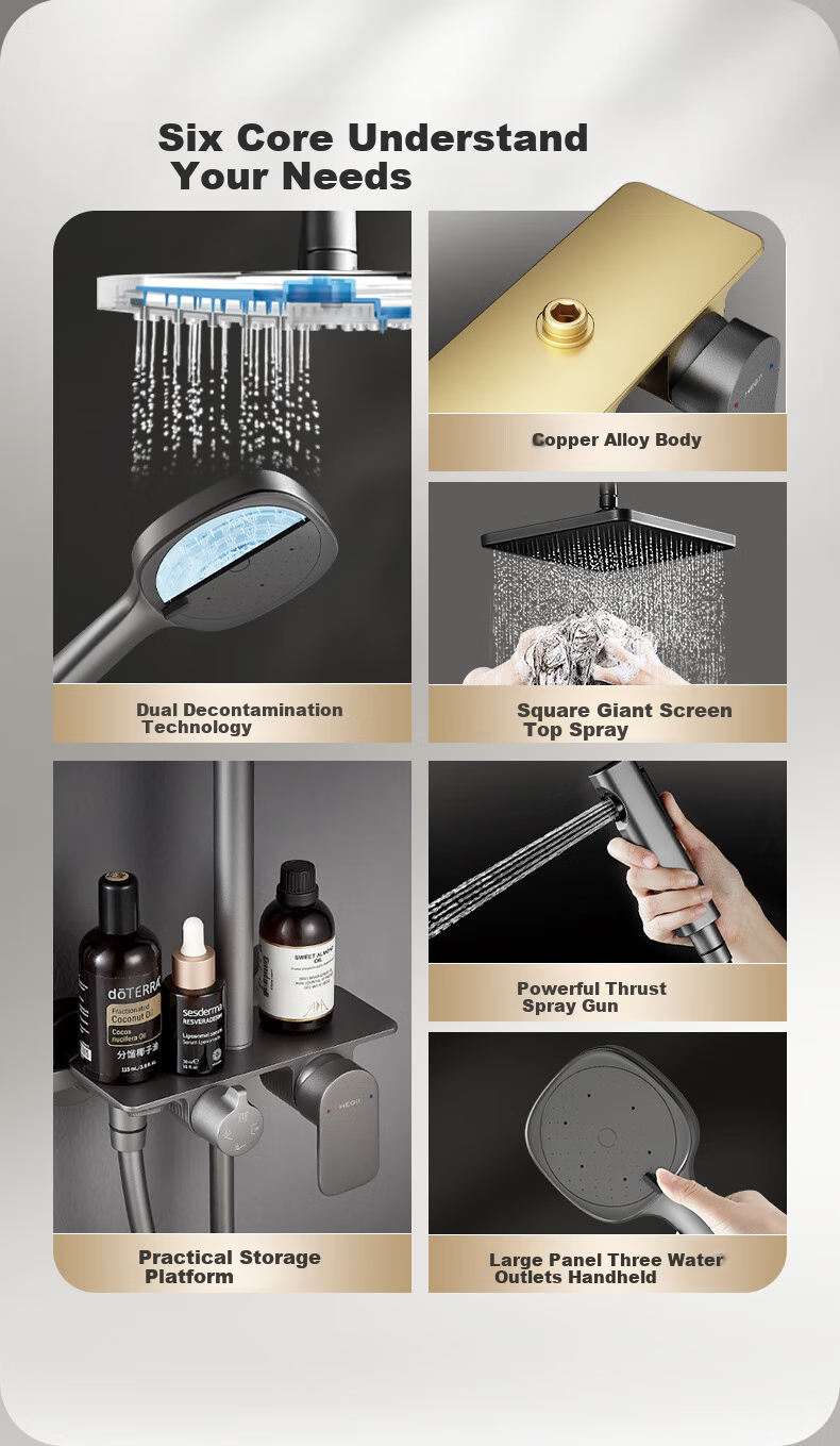 HEGII Shower Head D20, Copper Alloy Descaling Self-Cleaning Storage Shower Head HMF951-333 5