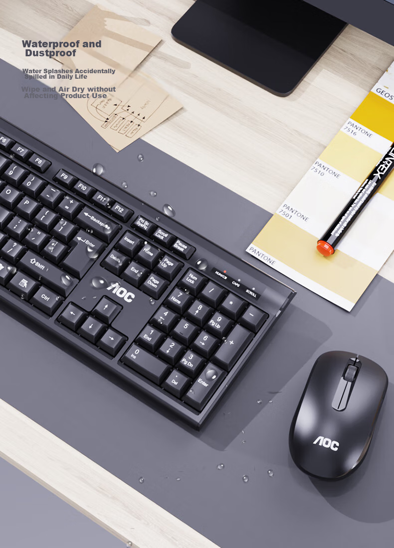 AOC KM402 Wireless Keyboard And Mouse Combo Set, Splash-Resistant Design, Business Office Home Keyboard, Compatible with Laptops And Desktop Computers, White 6