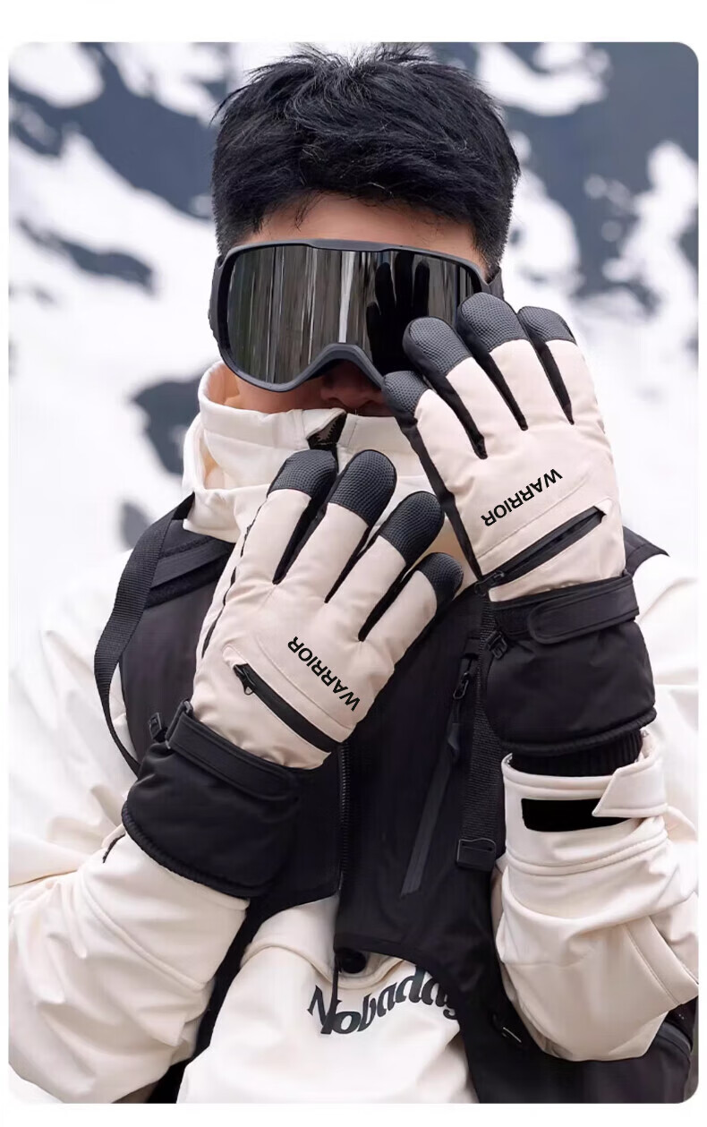 Huili Ski Gloves for Men And Women, Winter Fleece-Lined Thick Warm Windproof Water-Resistant Touchscreen Electric Bike Storage Gloves 14