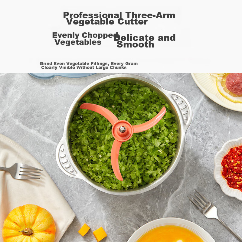 Midea Meat Grinder for Home Use, Sold by JD, Large Capacity Stainless Steel Meat Grinder And Vegetable Chopper, Garlic Press, 3L Electric High-Power Multifunctional All-In Food Mixer JD55B
