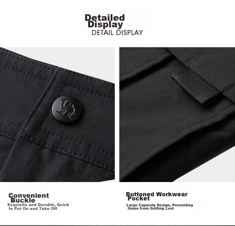 CAMEL Men's Casual Pants, Fleece-Lined Straight-Leg Cargo Pants, Fashionable Versatile Functional Trousers A13CAEO118 17