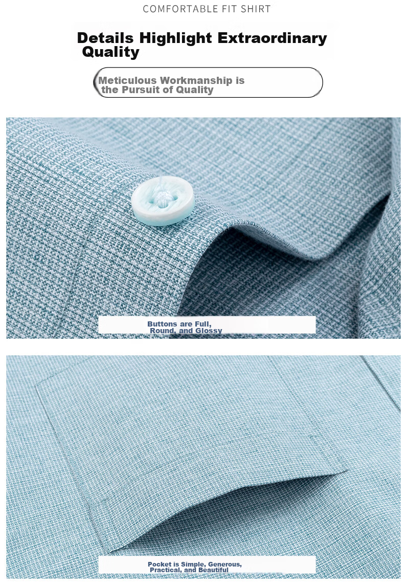 FIRS Men's Long-Sleeve Plaid Casual Shirt, Middle-Aged Business Formal Wear, Wrinkle-Free TCT4296 (Long-Sleeve Style), Size 41 3