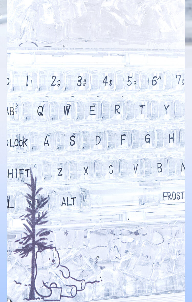 CoolKiller CK68 Polar Bear Wired/wireless/blue Toed Three-Mode Transparent Customizable Mechanical Keyboard, Ice Blade Switches, Linear Switches 19