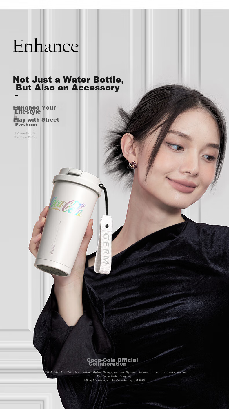 Germ Lily of The Valley Double-Insulated Tumbler with Straw, Women's Coffee Cup, Mid-Autumn Festival Gift Mug, 500ML, Tea White 3