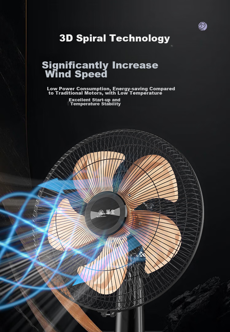 Wahson Electric Fan / Pedestal Fan / Metal Aluminum Blade Fan / Low Noise High Airflow Dormitory Office Fan Business Home Energy-Saving Standing Fan FS-D1403 8
