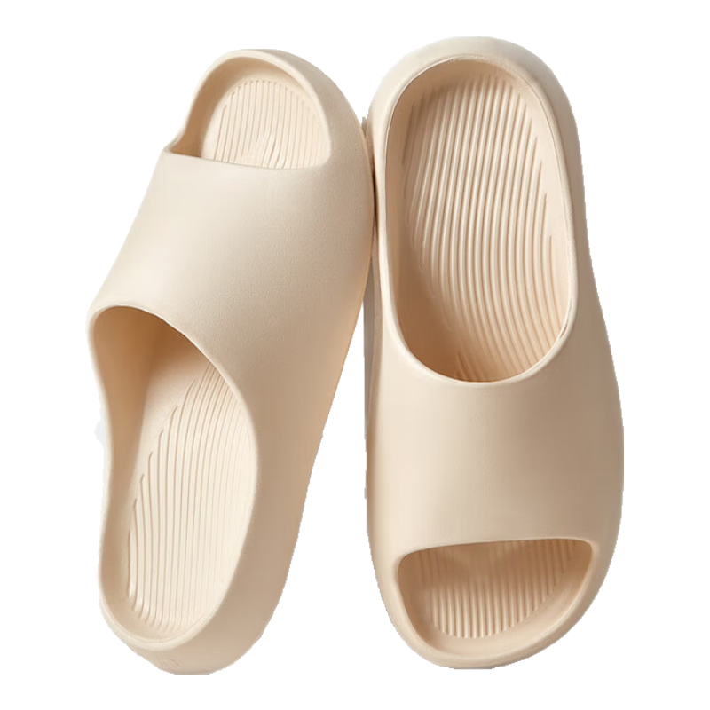Jiayi Slippers for Men And Women, Summer Home Shoes, Thick-Soled Soft Elastic Sandals, Indoor Bathroom Slippers, Oatmeal Brown, Size 42-43, JY2355
