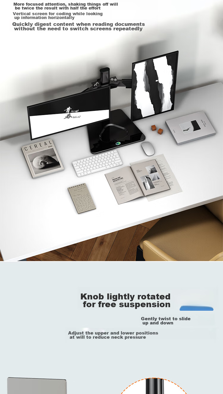 KALOC Monitor Stand, Universal Adjustable Height Stand without Drilling, Desktop LCD Monitor Mount DZ220-T 4