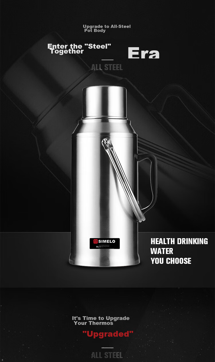 SIMELO Insulated Bottle, Large Capacity Glass Liner Thermos Flask, Warm Water Bottle for Home And Dormitory Use, Hot Water Bottle, 3.2L Natural Color 6