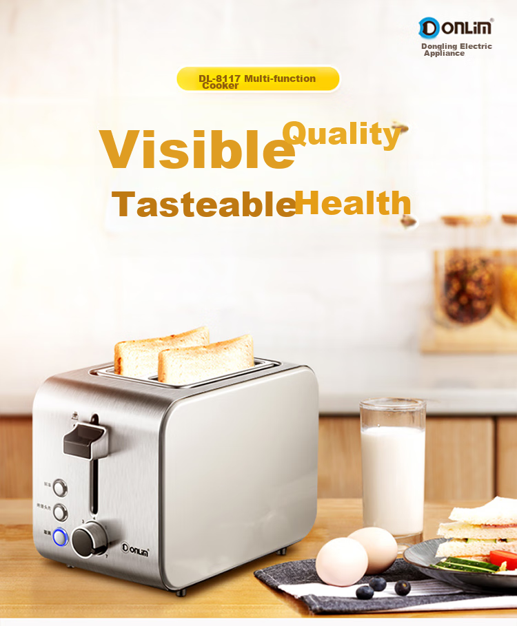 Donlim Bread Toaster, Breakfast Maker, Sandwich Maker, Toaster Oven, Stainless Steel Body, Home Small Fully Automatic Wide Slot Toast Machine, Light Meal Maker DL-8117 1