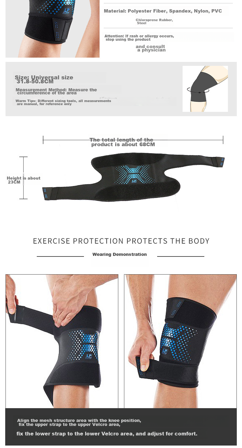 LP Knee Brace for Sports, Fitness, Basketball, Running, Badminton, Women's Hiking, Knee Joint Protection CT72 One Size Fits All Red 4