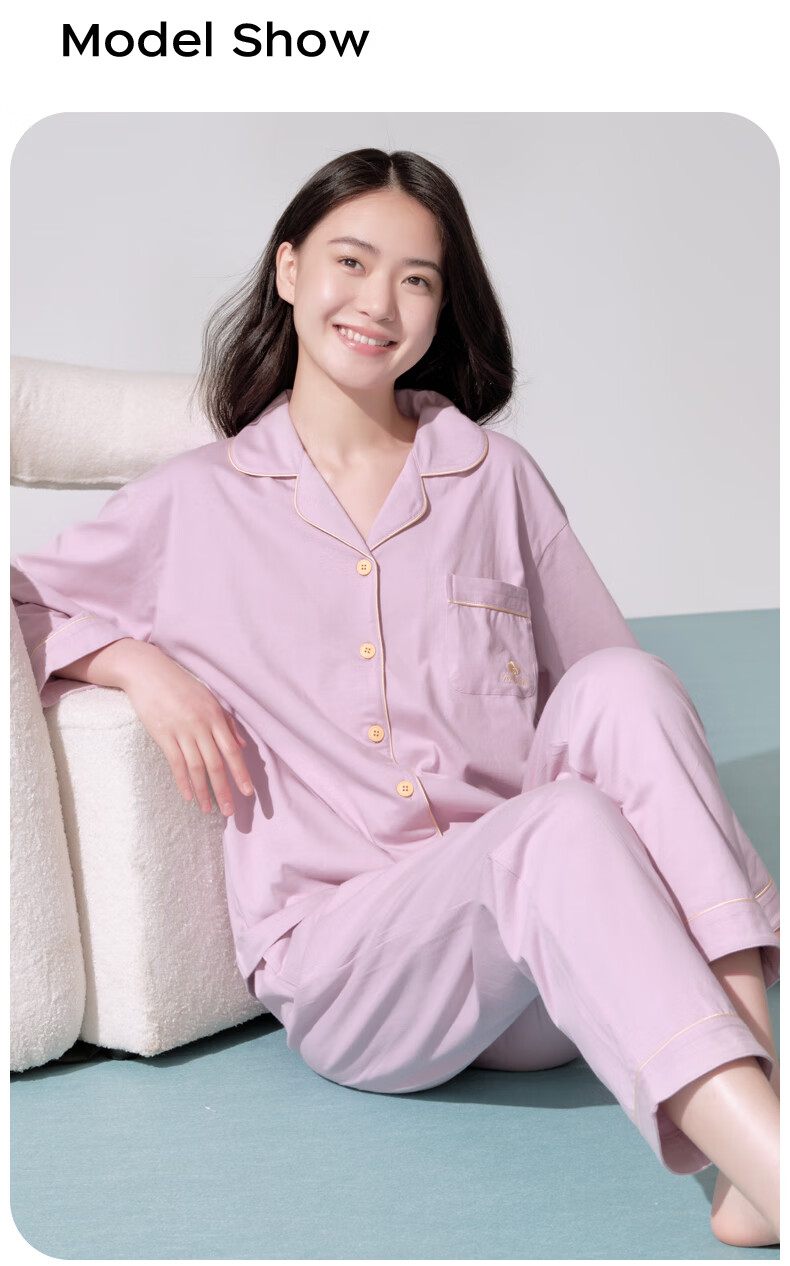 Yiershuang [100% Pure Cotton] Women's Loungewear Set, Suitable for Home Wear Or Outdoor Use, Turndown Collar, Long Sleeves, Long Pants, Pajamas for Wome 16