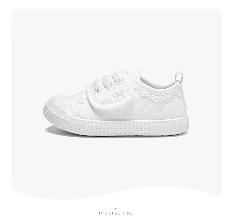 Snoffy Children's Canvas Shoes, Spring Breathable Lightweight Indoor Baby Shoes, Girls' Sweet Lace-Up Walking Shoes, White/purple, Size 28 9