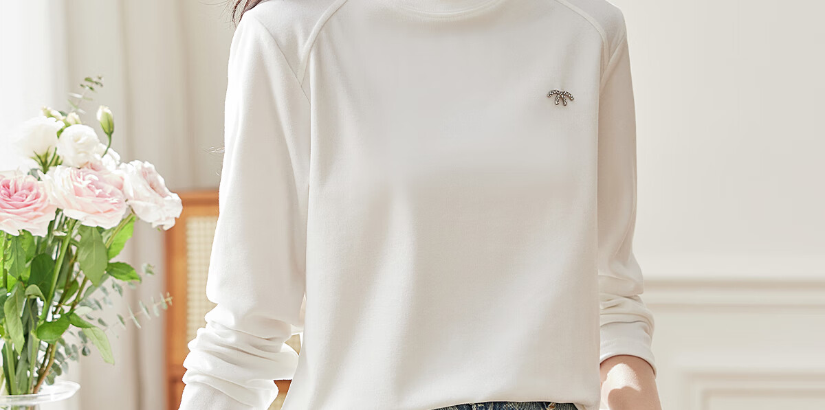 PinCai Long-Sleeve T-Shirt for Women, Autumn Fashion Inner Layer Top, Raglan Sleeve Slim-Fit Base Layer T-Shirt P143T2008 34
