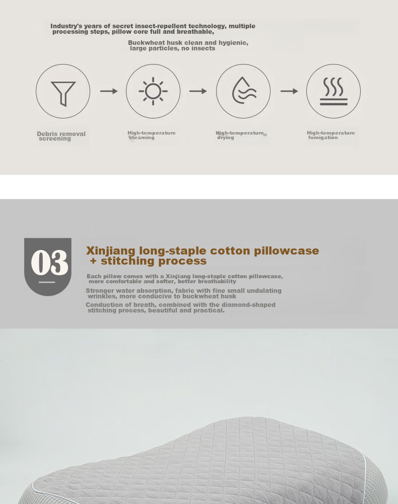 Shangfan Buckwheat Hull Low Pillow, Buckwheat Pillow, Low Pillow, Meltblown Fabric Anti-Mite And Antibacterial Pillow Core, Cervical Pillow 17