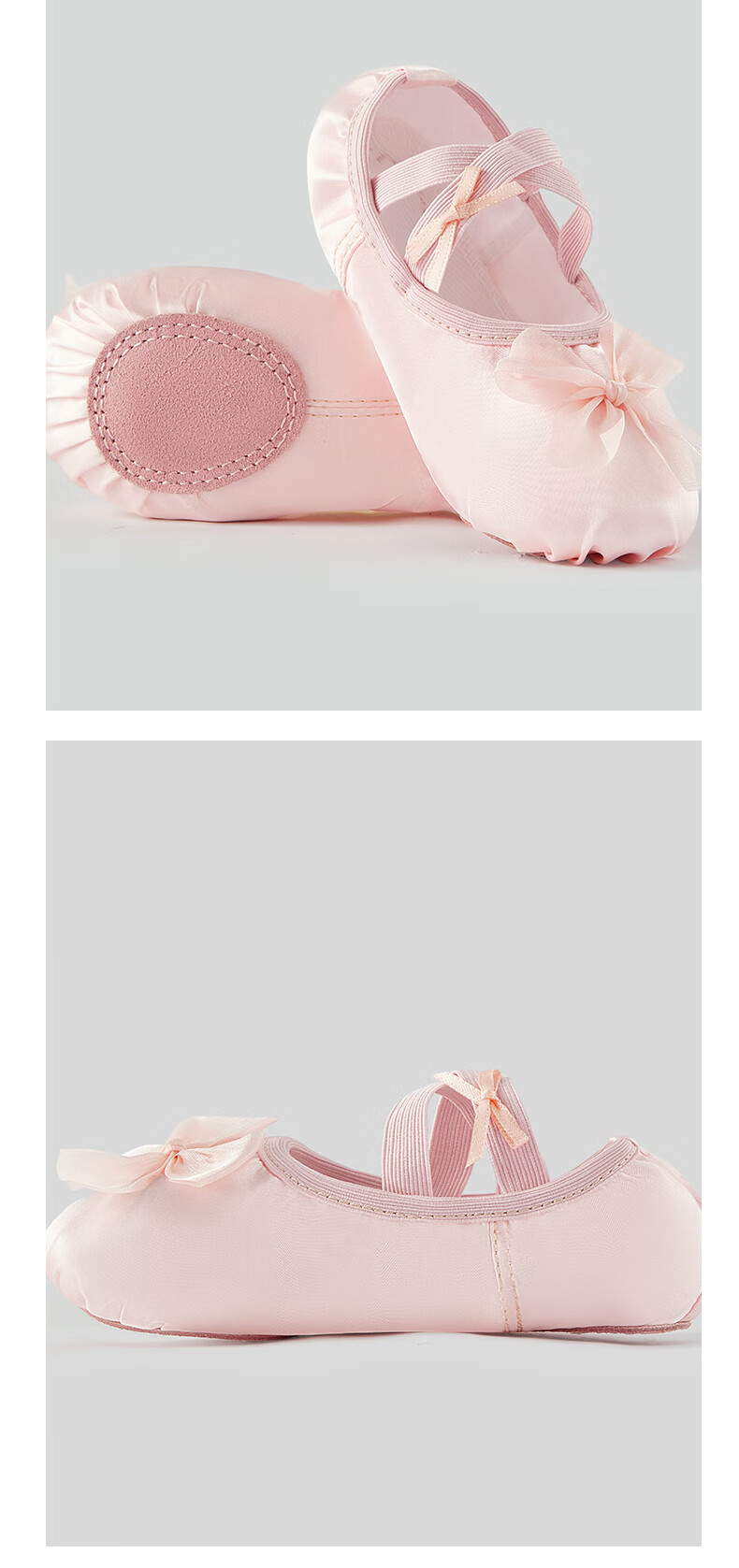 Iron Arrow Children's Satin Slip-On Ballet Dance Shoes Girls Chinese Dance Practice Shoes Pink Size 35 4