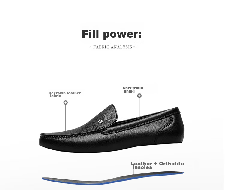 Goldlion Men's Loafers Leather Shoes, Fashionable Simple Comfortable Slip-On Business Casual Shoes G521240438AAA Black Size 40 17