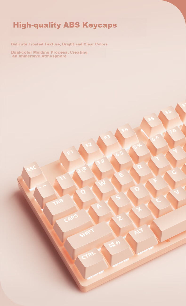 HP GK400F Mechanical Keyboard Gaming High-Quality Office And Gaming Wired Keyboard for Desktop And Laptop Computers, Milk Tea Color Brown Switches, 104 Keys 4