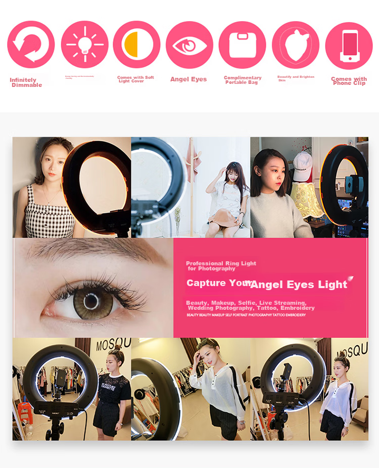 Hakutatz 55cm Live Streaming Fill Light, Beauty Enhancing, Skin Softening, Face Slimming LED Ring Light, TikTok Influencer Photography Lighting Equipment, Floor-Standing, Professional Photography Use 3