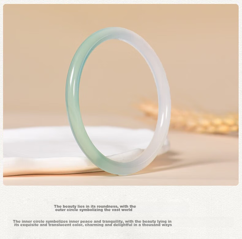 Jingying [Premium Grade] Jade Bangle for Women, Ice Type Chalcedony with Floating Flowers Design, Half Mountain And Half Water Agate Bracelet, Birthday Gift for Wife 5