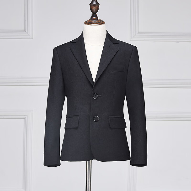 Yinuofang Boys' Suit Jacket Children's Formal Blazer Host Performance Outfit Single Jacket Black Size 120